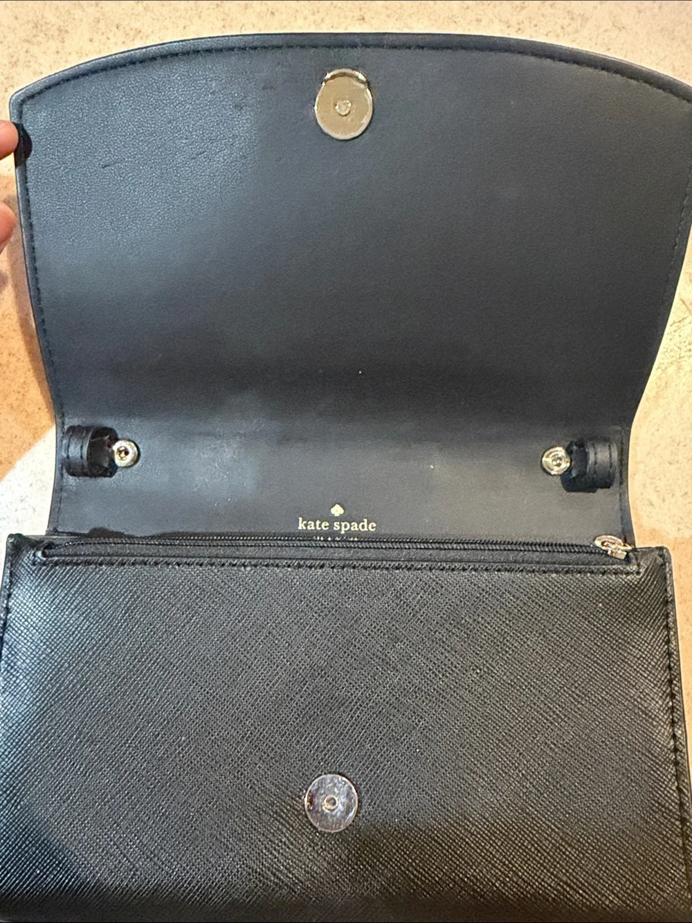 Kate Spade Black Crossbody Wallet (missing strap)- Gold Logo
